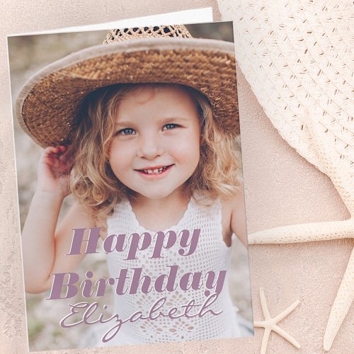 Modern Simple Custom Photo Birthday Greeting Card