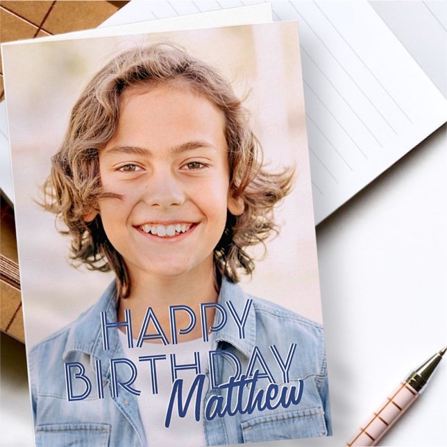 Modern Simple Custom Photo Birthday Greeting Card (Creator Uploaded)