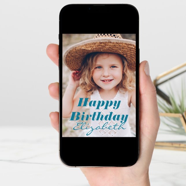 Modern Simple Custom Photo Birthday Greeting Card (Front Digital)