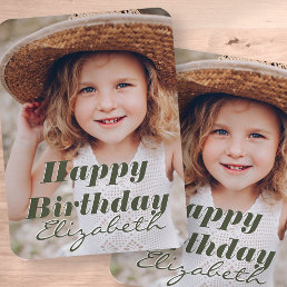 Modern Simple Custom Photo Birthday Greeting Magnet