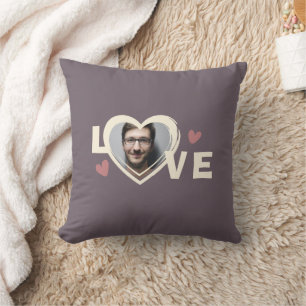 Modern Simple Custom Photo Love Heart Throw Pillow