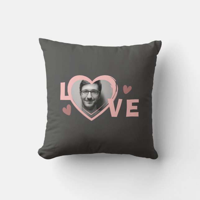 Modern Simple Custom Photo Love Heart  Throw Pillow (Front)