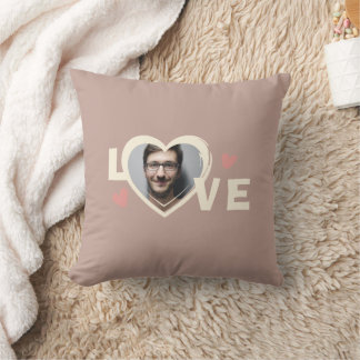 Modern Simple Custom Photo Love Heart Throw Pillow