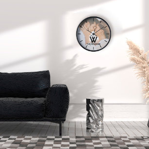 Modern Simple Custom Photo Monogram Clock