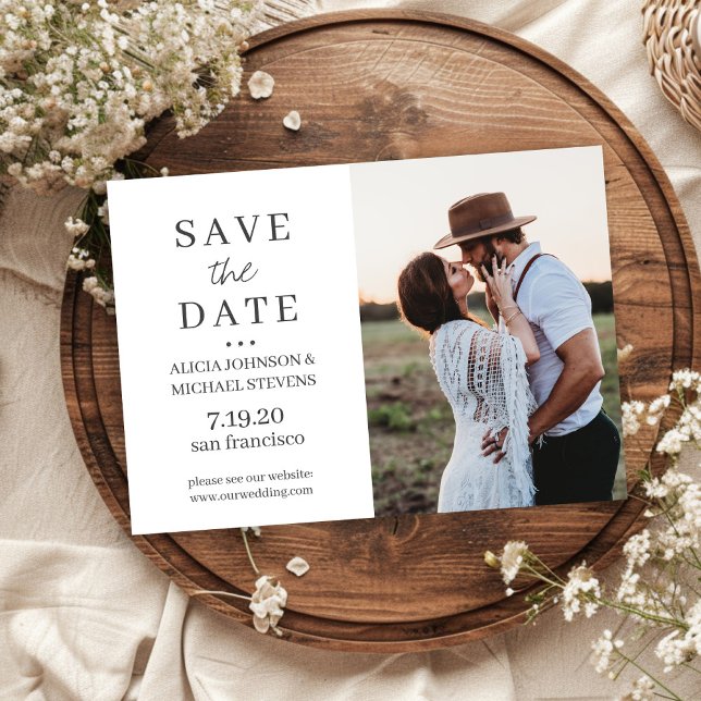 Modern simple custom photo rustic wedding save the date (Creator Uploaded)