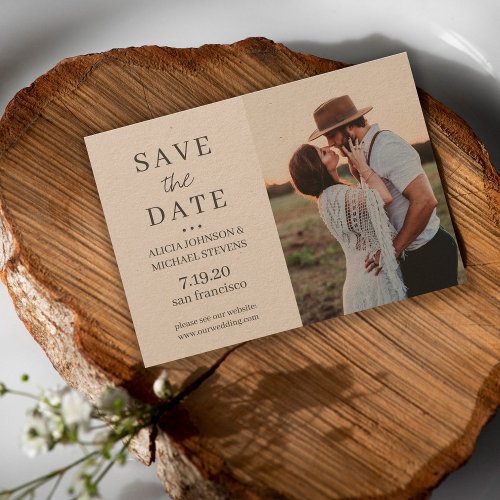 Modern simple custom photo rustic wedding save the date