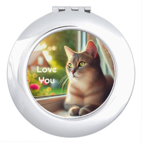 Modern Simple Custom Photo Text Personalized  Compact Mirror
