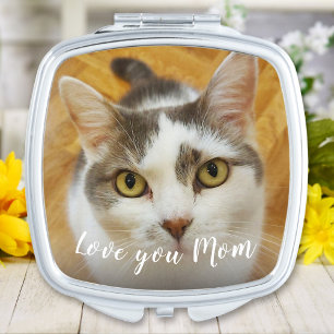 Modern Simple Custom Photo Text Personalized Compact Mirror