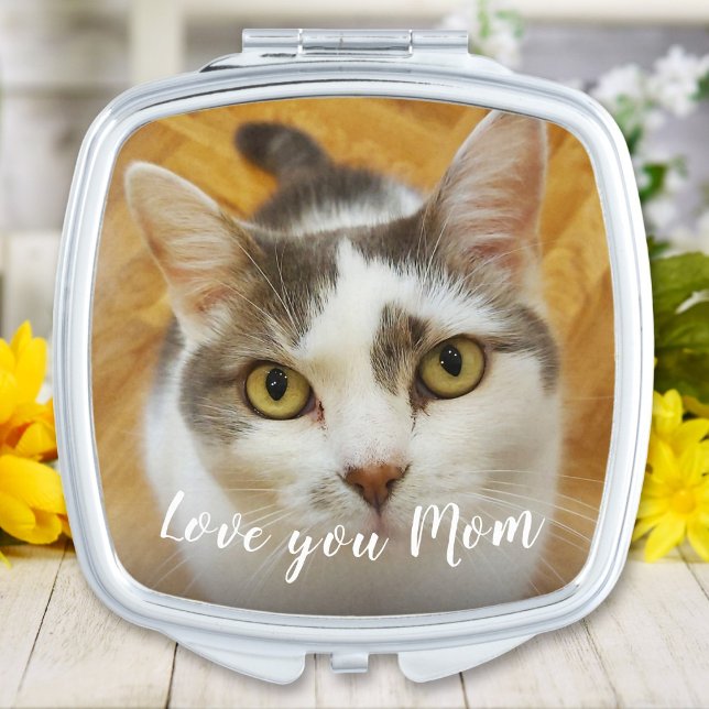 Modern Simple Custom Photo Text Personalized Compact Mirror (Creator Uploaded)
