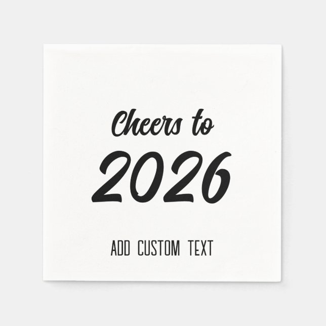Modern Simple Custom Script 2026 New Years Party Napkins (Front)