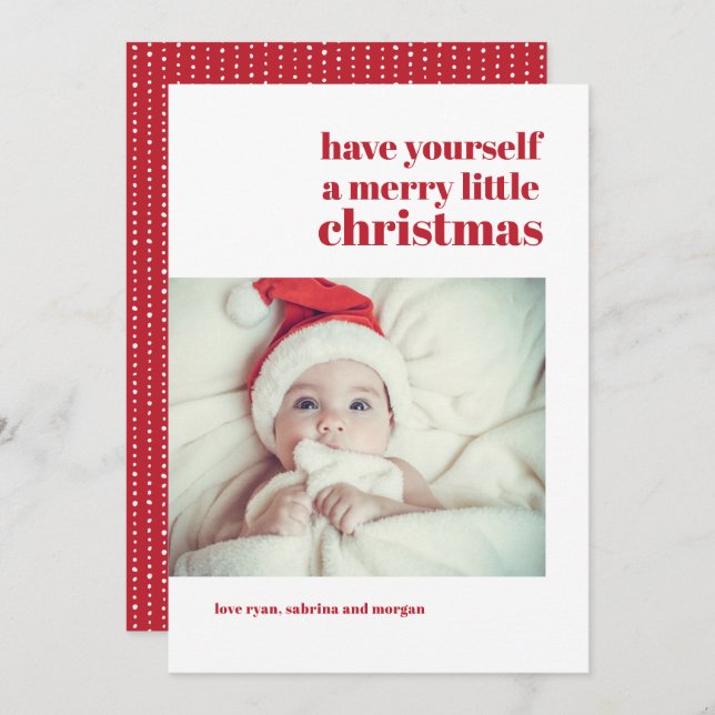 Modern Simple Customizable Photo Christmas Card (Front/Back)