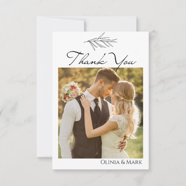 modern simple Customized Wedding Thank You Card (Front)