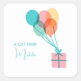 Modern Simple Cute Add Your Name Gift From Square Sticker