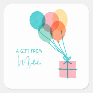 Modern Simple Cute Add Your Name Gift From Square Sticker