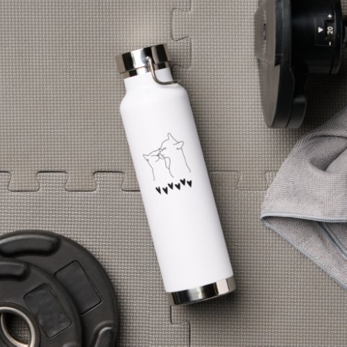 Modern Simple Cute Cats Gift Monogram Personalized Water Bottle