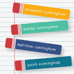 Modern Simple Cute Fun Playful Pencils Names Kids' Labels<br><div class="desc">Add up to 4 names</div>