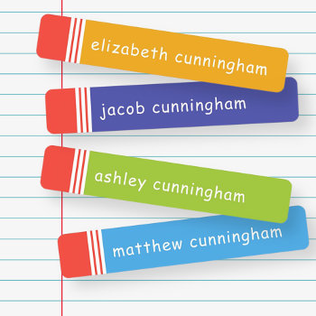 Modern Simple Cute Fun Playful Pencils Names Kids' Labels by SelectPartySupplies at Zazzle