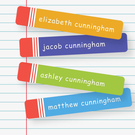 Modern Simple Cute Fun Playful Pencils Names Kids' Labels