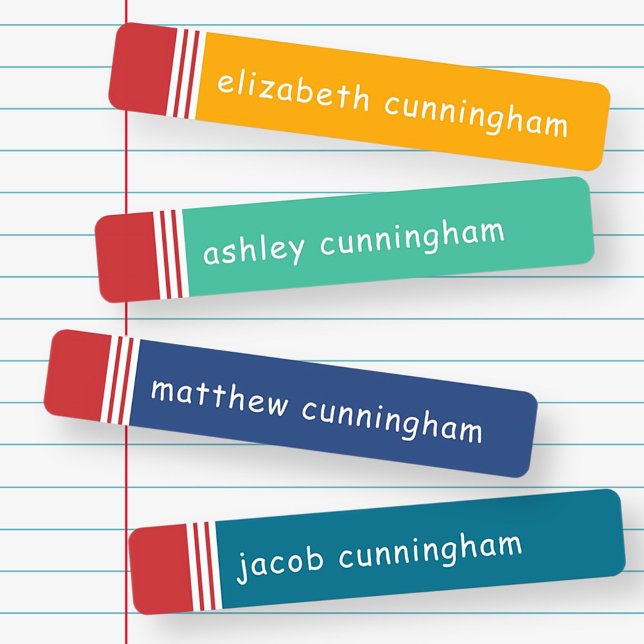 Modern Simple Cute Fun Playful Pencils Names Kids' Labels (Creator Uploaded)