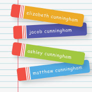 Modern Simple Cute Fun Playful Pencils Names Kids' Labels at Zazzle