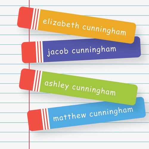 Modern Simple Cute Fun Playful Pencils Names Kids Labels