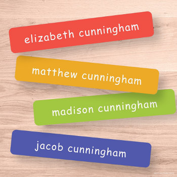 Modern Simple Cute Fun Playful Typography Names Kids' Labels by SelectPartySupplies at Zazzle