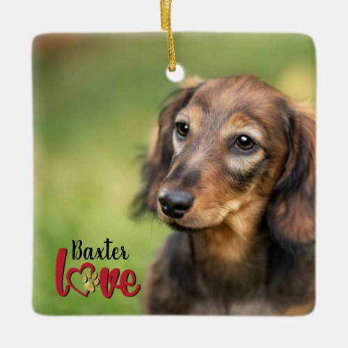 Modern Simple Cute Love Paw Photo Dog Ceramic Ornament