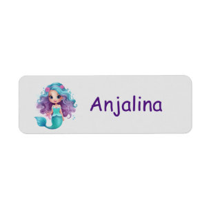 modern simple cute mermaid kids name labels