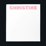 Modern Simple Cute Pink Typographic Kids Teacher Notepad<br><div class="desc">Modern Classic Cute Pink Typographic Kids Teacher Notepad</div>