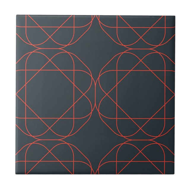 Modern, simple, cute, playful geometric pattern ceramic tile (Front)