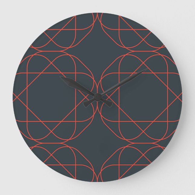 Modern, simple, cute, playful geometric pattern large clock (Front)