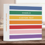 Modern Simple Cute Rainbow Custom Name Striped Kid 3 Ring Binder<br><div class="desc">Cute,  modern rainbow striped kids 3 ring binder for both girls and boys - customizable with your name or other personalized text on all the stripes. This simple gender neutral design is fun and perfect for organizing school projects,  art work,  sketch books,  recipes,  notes or calendars!</div>