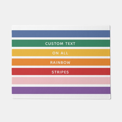 Modern Simple Cute Rainbow Custom Text Striped Doormat