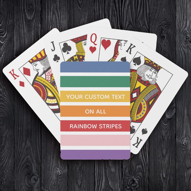 Modern Simple Cute Rainbow Custom Text Striped Poker Cards (Creator Uploaded)