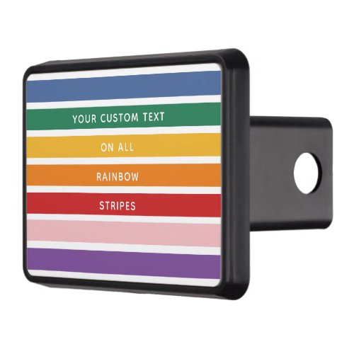 Modern Simple Cute Rainbow Striped Custom Text Hitch Cover