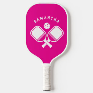 Modern Simple Cute Stylish Trendy Hot Pink Pickleball Paddle