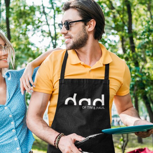 Modern Simple Dad Design with Kids Children Names Apron