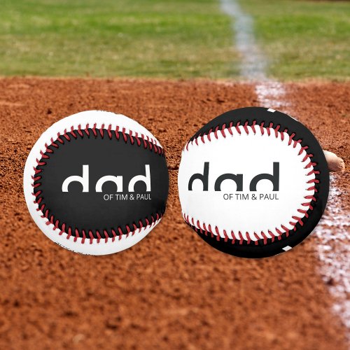 Modern Simple Dad Design with Kids Children Names Baseball