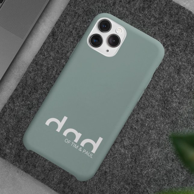 Modern Simple Dad Design with Kids Children Names Case-Mate iPhone Case (Creator Uploaded)