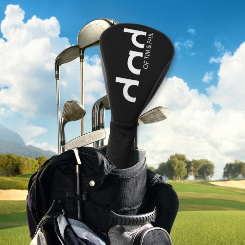 Modern Simple Dad Design with Kids Children Names Golf Head Cover