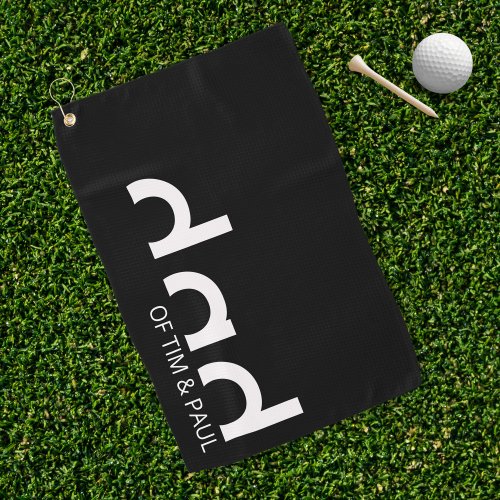 Modern Simple Dad Design with Kids Children Names Golf Towel