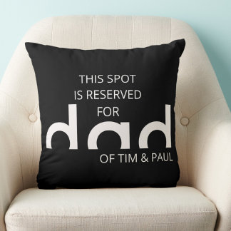 Modern Simple Dad Design with Kids Children Names Throw Pillow