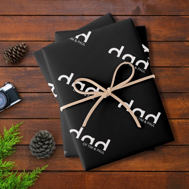 Modern Simple Dad Design with Kids Children Names Wrapping Paper Sheets (Creator Uploaded)