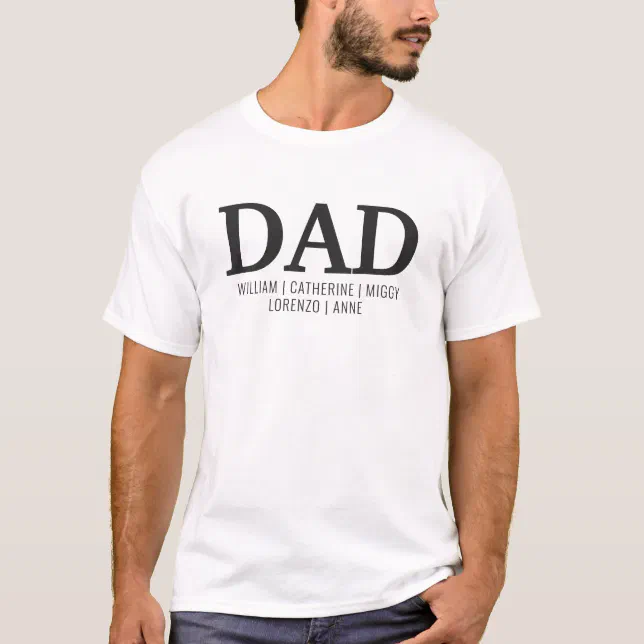 Modern Simple DAD Kids Children Name Father's Day T-Shirt | Zazzle