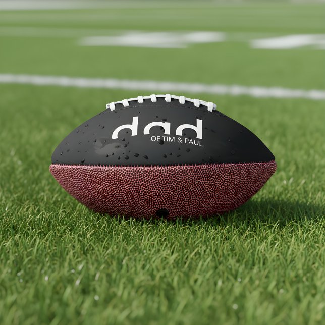 Modern Simple Dad Shirt with Kids Children Names Football (football for dads)