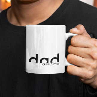 Modern Simple Dad with Kids Children Names Coffee Mug