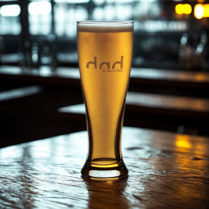 Modern Simple Dad with Kids Children Names Pilsner Glass