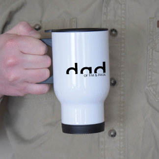 Modern Simple Dad with Kids Children Names Travel Mug