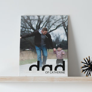 Modern Simple Dad with Kids Father Photo Faux Canvas Print