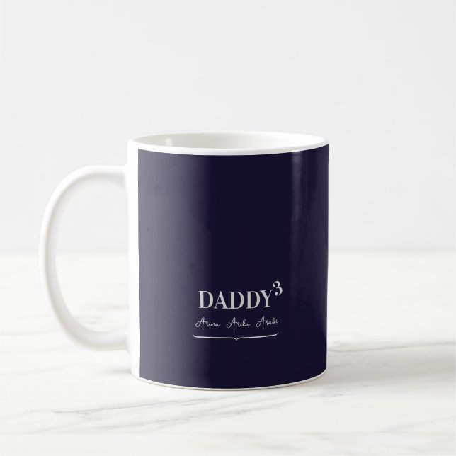 Modern Simple Daddy Cubed Typography Kid's Names  Coffee Mug (Left)